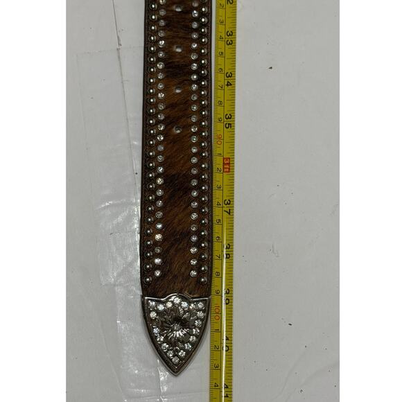 Nocona Women\'s Brown Calf Hair Rhinestone and Stud Belt size Medium